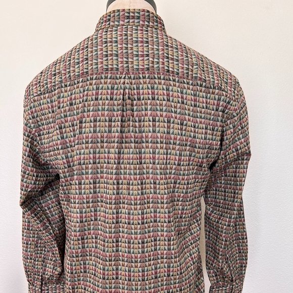 Retro Jhanes Barnes - Abstract Print Long Sleeve Shirt - Size Medium - Picture 6 of 8